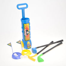 Load image into Gallery viewer, Deluxe Kid's Happy Golfer Toy Golf Set With 3 Golf Balls, 3 Types Of Clubs, & 2 Practice Holes