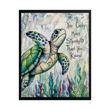 Load image into Gallery viewer, Sea Turtle Inspirational Poster - "You Carry More Strength Than You Know" Motivational Wall Art