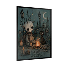 Load image into Gallery viewer, Find Beauty in the Things That Haunt You — Rolled Art Poster (Creepy Cute Campfire Illustration)