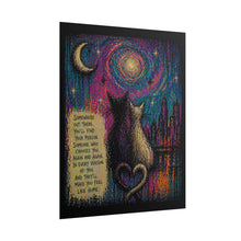 Load image into Gallery viewer, Rolled Poster – Romantic Cats Nightscape with Love Quote | Romantic Wall Art Gift