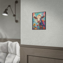 Load image into Gallery viewer, Colorful Cow and Wildflowers Poster – Vibrant Farmhouse Animal Wall Art Print