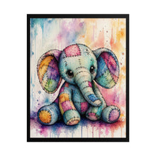 Load image into Gallery viewer, Whimsical Stitched Baby Elephant Poster - Cute Patchwork Nursery Wall Decor