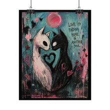 Load image into Gallery viewer, Rolled Poster - 'Love Is Finding Home' Cat Heart Art Print