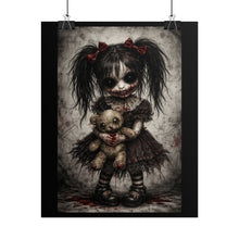 Load image into Gallery viewer, Creepy Gothic Doll Poster – Dark Horror Art Rolled Poster