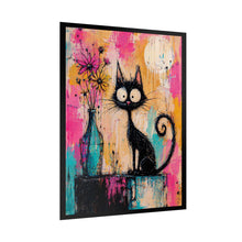 Load image into Gallery viewer, Rolled Poster — Whimsical Black Cat Art Print (Colorful Abstract, Cute Cat Wall Decor)