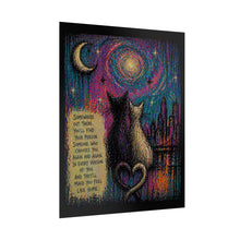 Load image into Gallery viewer, Rolled Poster – Romantic Cats Nightscape with Love Quote | Romantic Wall Art Gift