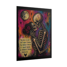 Load image into Gallery viewer, Rolled Poster — Gothic Skeleton Couple 'Falling in Love' Romantic Art Print