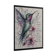 Load image into Gallery viewer, Hummingbird Inspirational Art Poster — "You are allowed to be both a masterpiece and a work in progress"
