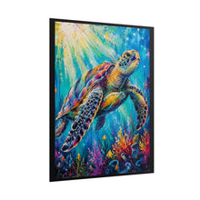 Load image into Gallery viewer, Vibrant Sunlit Sea Turtle Poster - Colorful Underwater Ocean Wall Decor