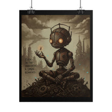 Load image into Gallery viewer, Steampunk Robot Poster — 'Even In The Darkness A Spark Remains' Rolled Art Print