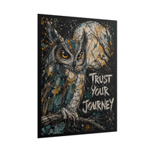Load image into Gallery viewer, "Trust Your Journey" Gothic Owl Art Print – Dark Whimsy Moon & Forest Bird Wall Decor