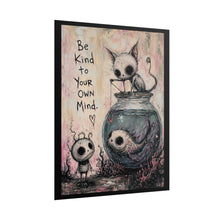 Load image into Gallery viewer, "Be Kind to Your Own Mind" Wall Art | Spooky Cute Cat & Fish Print