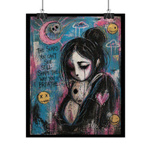 Load image into Gallery viewer, Rolled Poster — Goth Cute Art Print with ‘The Scars You Can’t See Still Shape The Way You Breathe’