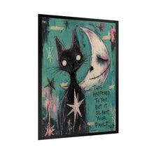 Load image into Gallery viewer, Rolled Poster — Moody Cat & Moon Art Print with 'That's Happened To You, But It's Not Your Fault' Quote