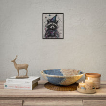 Load image into Gallery viewer, Rolled Poster — Whimsical Raccoon Art Print with Quote: “Weird Isn’t a Side Effect, It’s a Superpower in Disguise”