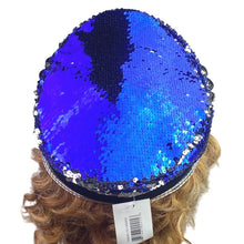 Load image into Gallery viewer, Blue Sequin Captains Hat Goggles Spikes Rhinestones Festival Rave Cosplay NWT