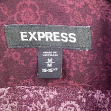 Load image into Gallery viewer, Express Shirt Mens Medium Extra Slim Burgundy Paisley Floral AOP Preppy Career