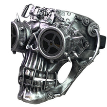 Load image into Gallery viewer, KBW Steampunk Skull Mask Goggles Spikes Silver Halloween Costume Prop Cosplay