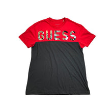 Load image into Gallery viewer, GUESS Los Angeles Mens Large Red Black Colorblock Metallic Silver Logo T-Shirt