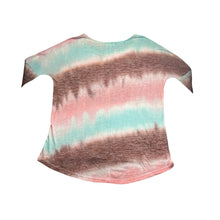 Load image into Gallery viewer, Umgee USA Womens Tie Dye Slub Knit Blouse Teal Pink Brown High Low Top A1152 S