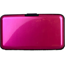 Load image into Gallery viewer, Metallic Wallet Pink Plastic Accordion Card Holder Slim Credit Card Case