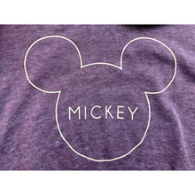 Load image into Gallery viewer, Disney Hoodie Womens Medium Mickey Mouse Pullover Plum Grunge Spell Out