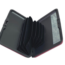 Load image into Gallery viewer, Metallic Wallet Pink Plastic Accordion Card Holder Slim Credit Card Case