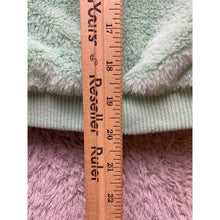 Load image into Gallery viewer, Betsey Johnson Hoodie Womens Medium Mint Green Comfy Fuzzy Rainbow Sequins