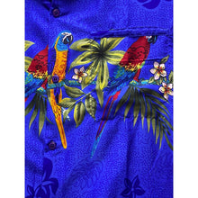 Load image into Gallery viewer, Vintage Hawaiian Shirt Mens Medium Blue AOP Parrot Wrap Around Costal Beachy