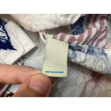 Load image into Gallery viewer, Americana Hibiscus American Flag Button Down Shirt White Red Blue Patriotic XL