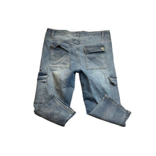 Load image into Gallery viewer, VIP Mens Medium Wash Blue Stretch Denim Slim Tapered Jeans 35x18.5