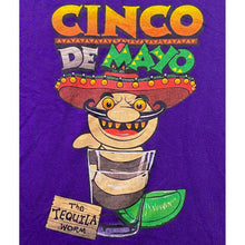 Load image into Gallery viewer, Cinco De Mayo Shirt Mens Large Tequila Worm Purple Advertisement Spell Out