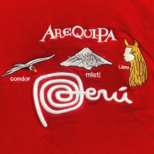 Load image into Gallery viewer, Peru Shirt Mens Small Embroidered Llama Spell Out Festival Everyday Streetwear