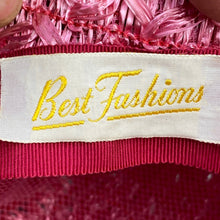 Load image into Gallery viewer, Vtg Best Fashions Hat Womens Small Pink Woven Straw Cloche Church Mod Fashion