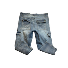 Load image into Gallery viewer, VIP Mens Medium Wash Blue Stretch Denim Slim Tapered Jeans 35x18.5