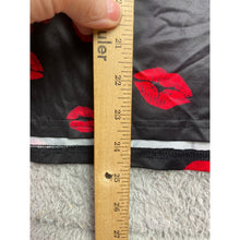 Load image into Gallery viewer, Lip Print Slip Dress Womens 1XL Black Red Kiss AOP Ruffle Lingerie Nightie