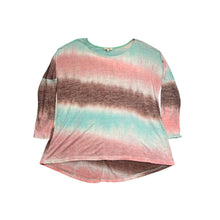 Load image into Gallery viewer, Umgee USA Womens Tie Dye Slub Knit Blouse Teal Pink Brown High Low Top A1152 S