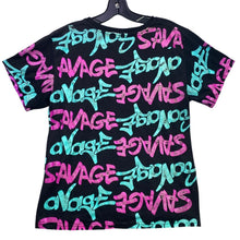 Load image into Gallery viewer, Fresh Laundry Shirt Boys Large Savage AOP Script Bear Hip Hop Grunge Streetwear