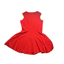 Load image into Gallery viewer, Red Textured Waffle Knit Cutout Back Fit and Flare Sleeveless Party Dress