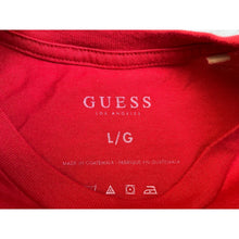 Load image into Gallery viewer, GUESS Los Angeles Mens Large Red Black Colorblock Metallic Silver Logo T-Shirt