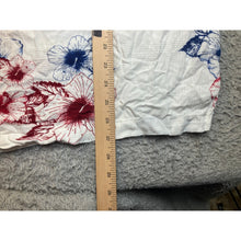 Load image into Gallery viewer, Americana Hibiscus American Flag Button Down Shirt White Red Blue Patriotic XL
