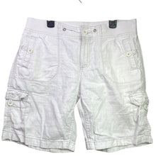 Load image into Gallery viewer, Faded Glory Shorts Womens 8 White Nautical Beachy Coastal Linen Blend Travel