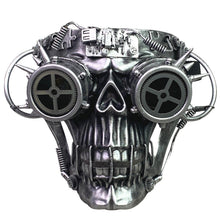 Load image into Gallery viewer, KBW Steampunk Skull Mask Goggles Spikes Silver Halloween Costume Prop Cosplay