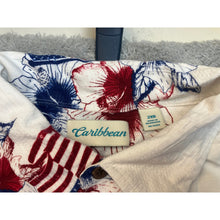Load image into Gallery viewer, Americana Hibiscus American Flag Button Down Shirt White Red Blue Patriotic XL