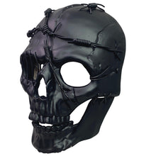 Load image into Gallery viewer, KBW Black Skull Mask Barbed Wire Stitched Halloween Cosplay Prop Steampunk NWT