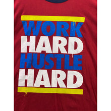 Load image into Gallery viewer, Vintage Work Hard Shirt Mens 2XL Ringer Spell Out Y2K Hustle Everyday Streetwear