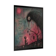 Load image into Gallery viewer, Rolled Poster — Gothic Crow Art Print with Quote “People Survive Pain by Finding Light in the Darkest Places”
