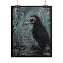 Load image into Gallery viewer, Rolled Poster — Gothic Raven Art Print with Quote “The Scars You Don’t See…”