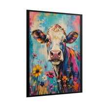 Load image into Gallery viewer, Colorful Cow and Wildflowers Poster – Vibrant Farmhouse Animal Wall Art Print