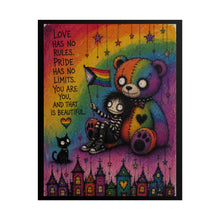 Load image into Gallery viewer, "Pride Has No Limits" Wall Art | Cute Rainbow Teddy Bear Poster